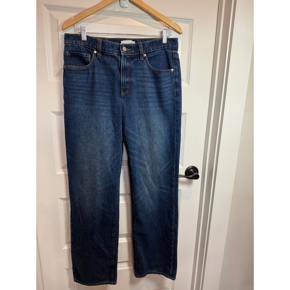 Loft The Slouchy Boyfriend Jeans Womens 6 28 Dark Indigo Straight Leg Denim